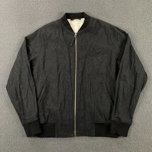 Universal Works Jacket‎ Mens Large Bomber Full Zip Lined Band Collar Gray